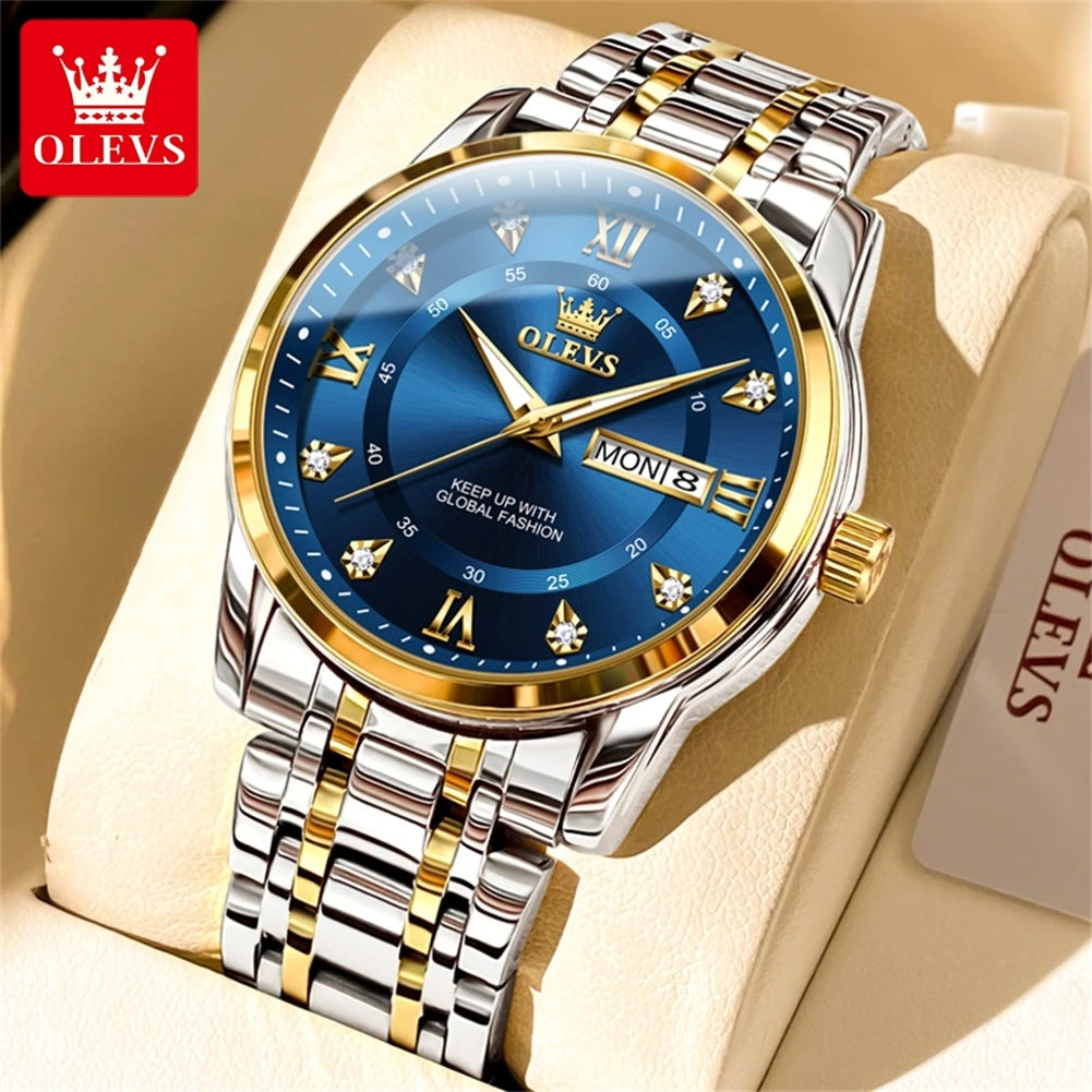 OELVS TY712 Casual Waterproof Stainless Steel Scratch-Resistant Quartz Watch - OLEVS
