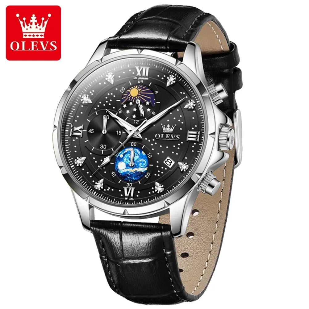 OLEVS 9807 Luminous Starry Sky Dial, Chronograph - OLEVS