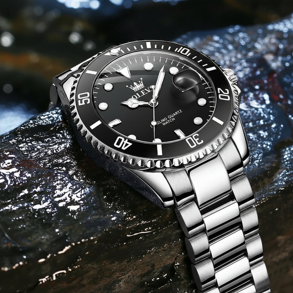 OLEVS 5885 Quartz Stainless Steel Divers Watch - OLEVS