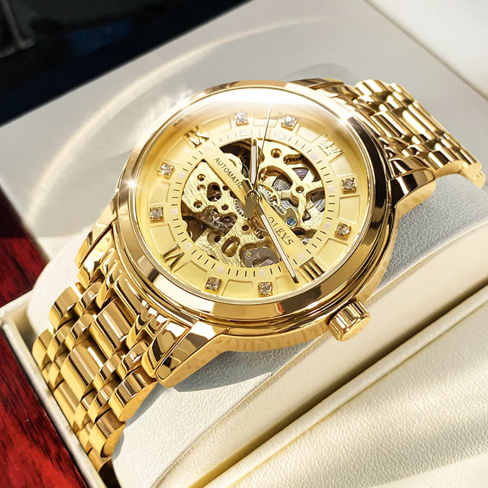 OLEVS 9901 Mens WatchLuxury Hollowing Mechanical Wristwatch Waterproof Luminous Stainless Steel Fashion Automatic Watch For Man OLEVS Official Watch Store