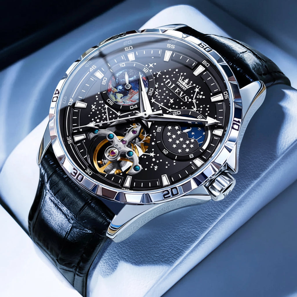 OLEVS 6689 Fully Automatic Watch Moon Phase Starry Disk - OLEVS