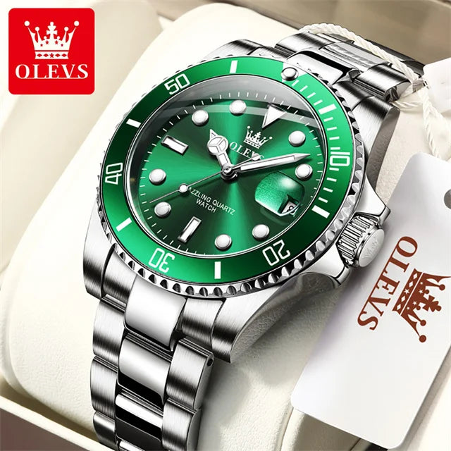 OLEVS Top Original Quartz Watch for Men Diving Series Stainles Steel Waterproof Man Watch Fashion Luxury Brand Men's Wristwatch OLEVS Official Watch Store