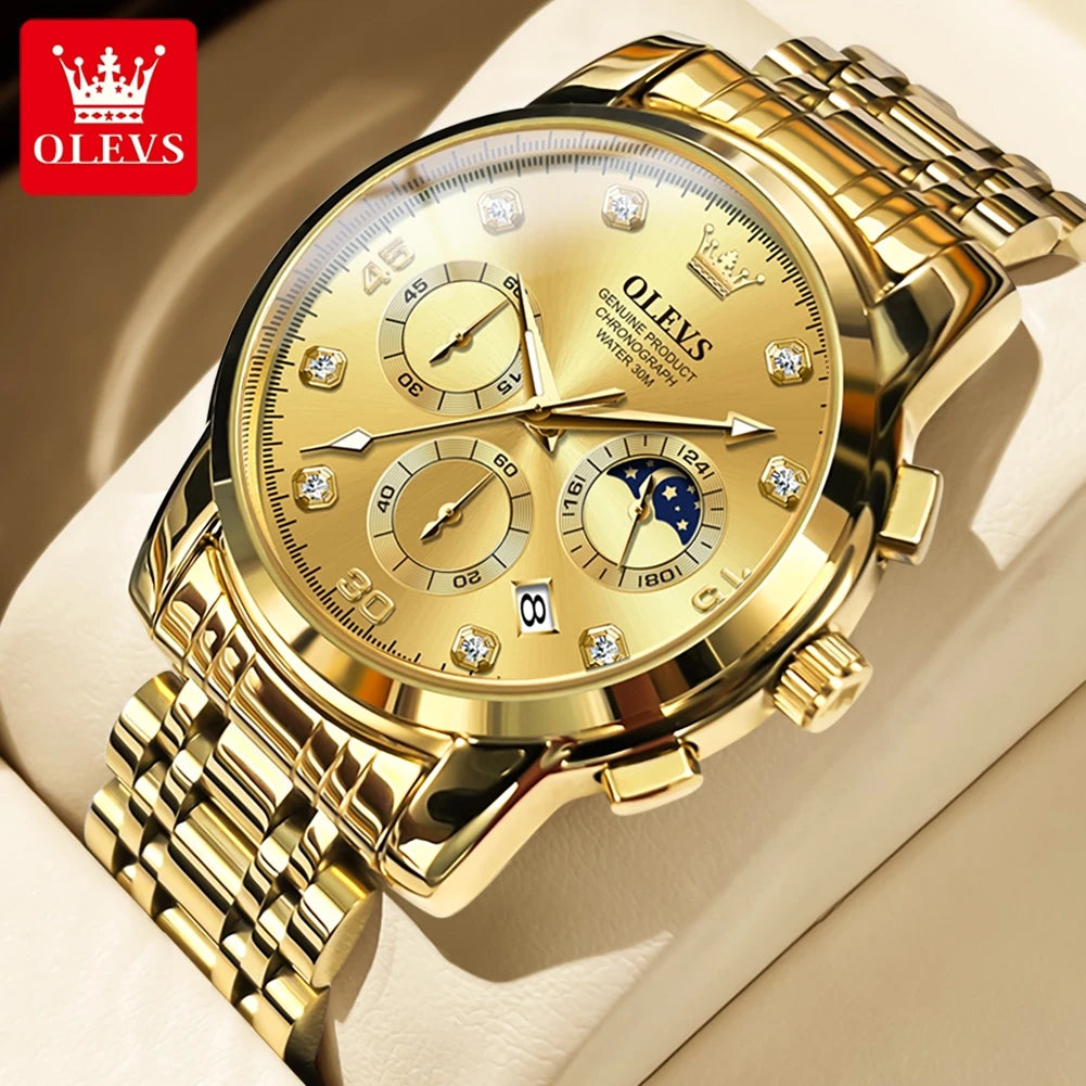 OLEVS 2889 Moon Phase Chronograph Luxury Watch - OLEVS