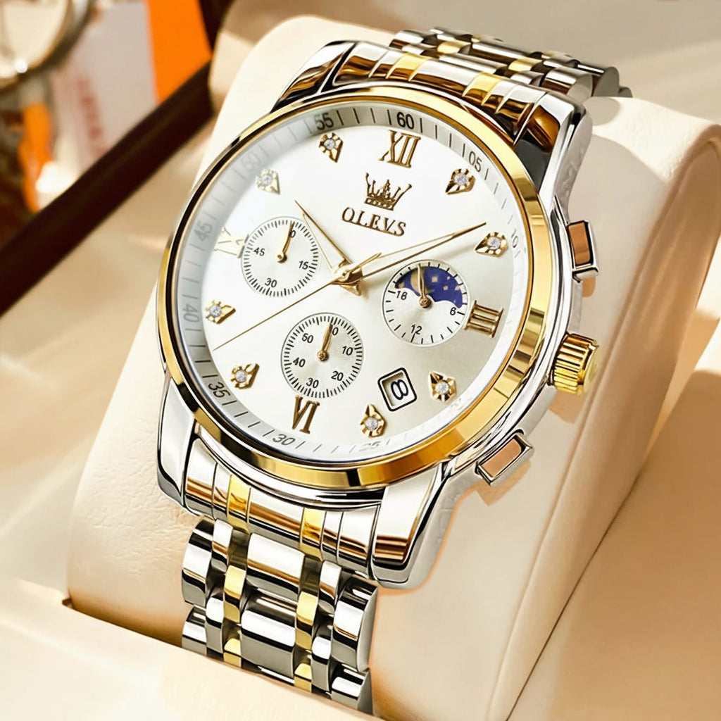 OLEVS 2858 Chronograph, Moonphase Watch - OLEVS