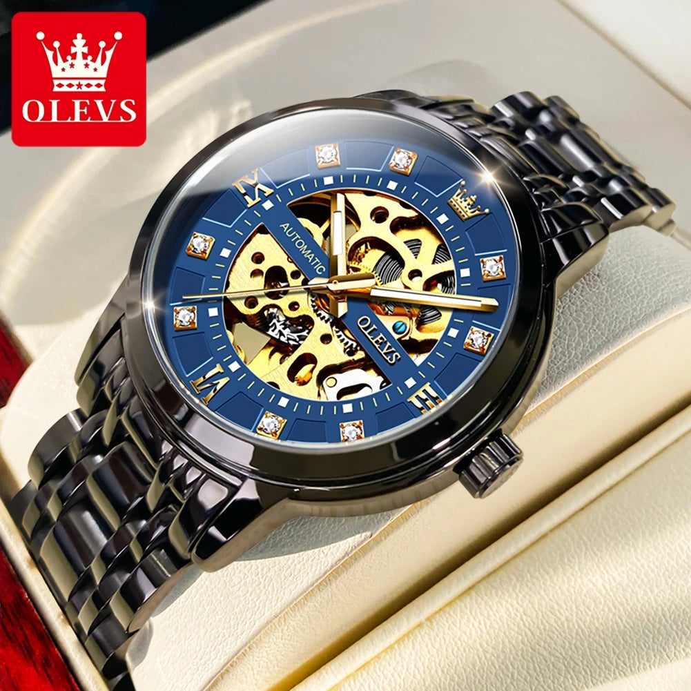 OLEVS 9901 Mens WatchLuxury Hollowing Mechanical Wristwatch Waterproof Luminous Stainless Steel Fashion Automatic Watch For Man OLEVS Official Watch Store