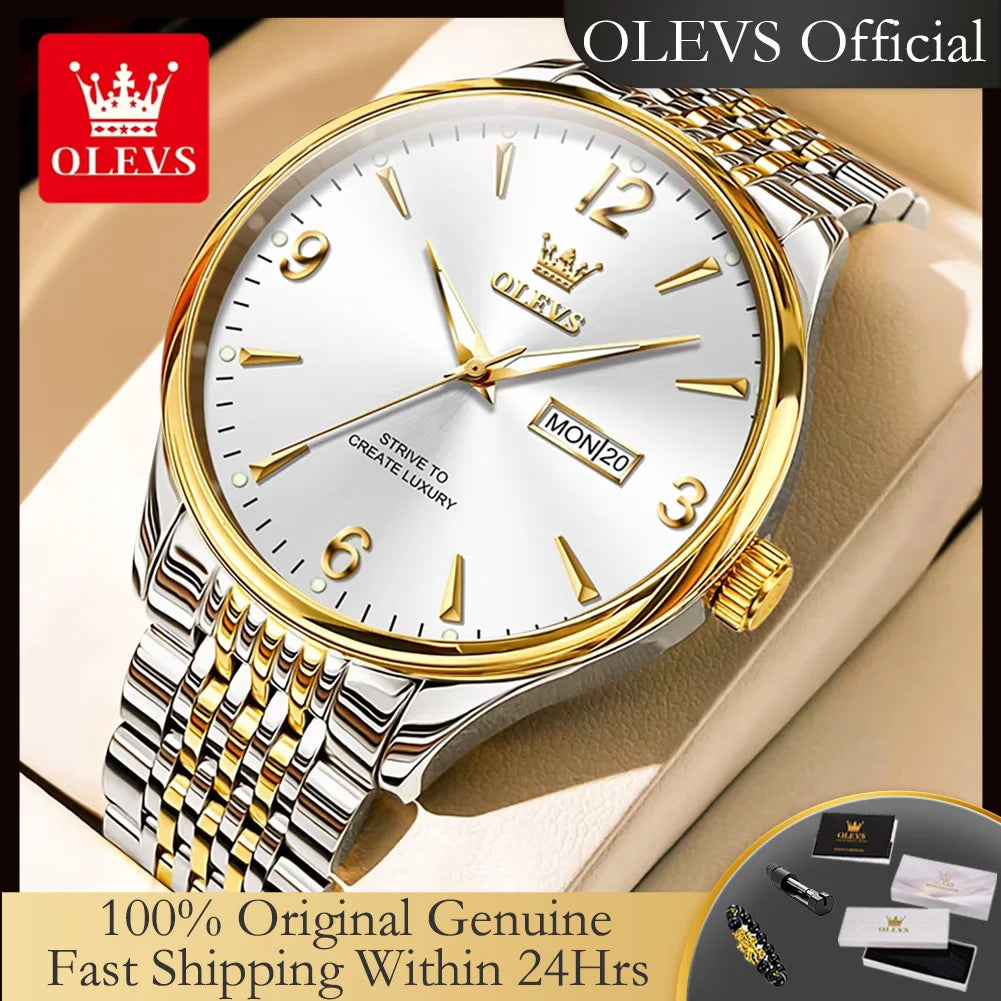 OLEVS 2928 Original Men's Watches Fashion Simple Auto Date Digital Dial Elegant Man Wristwatch Luxury Brand Quartz Watch for Men OLEVS Official Watch Store