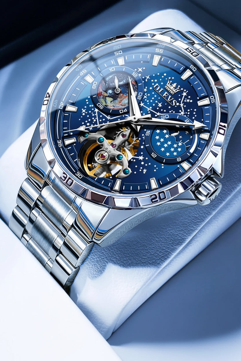 OLEVS 6689 Fully Automatic Watch Moon Phase Starry Disk - OLEVS