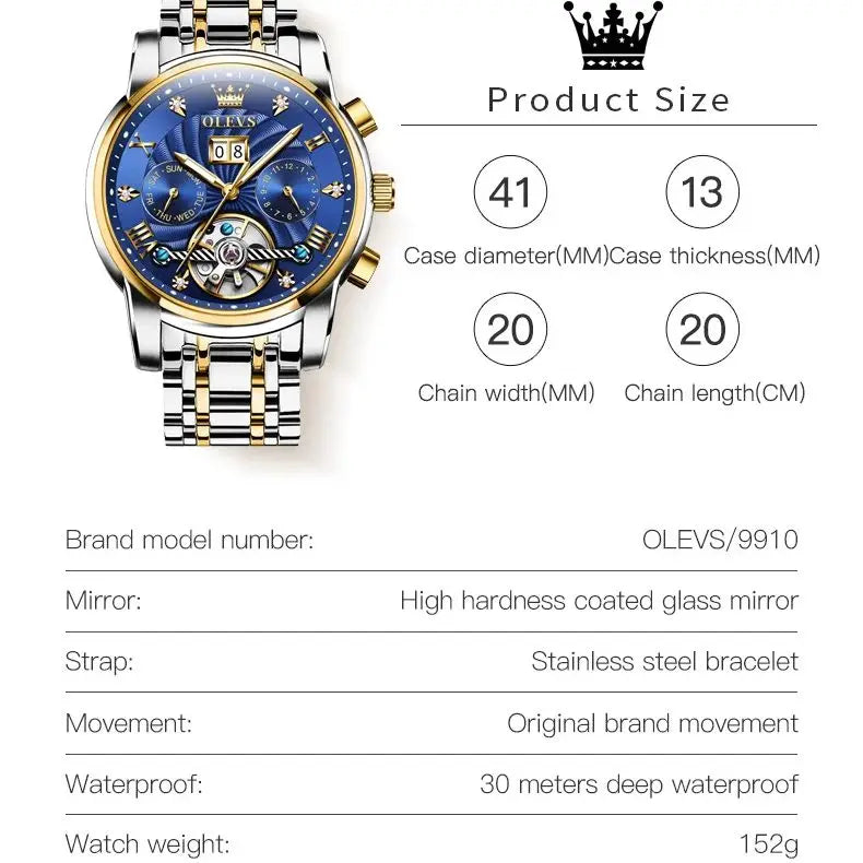 OLEVS 9910 Tourbillon Automatic Watch - OLEVS