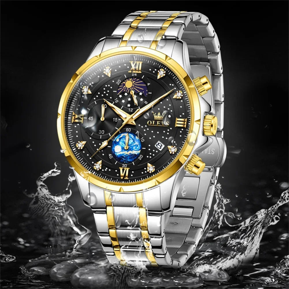 OLEVS 9807 Luminous Starry Sky Dial, Chronograph - OLEVS