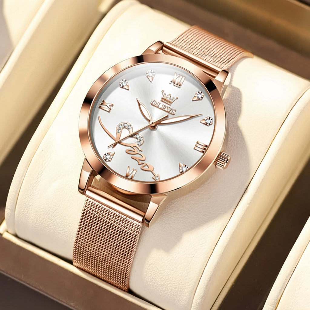 OLEVS 5530 Luxury Love Heart Diamond Ladies Watch - OLEVS