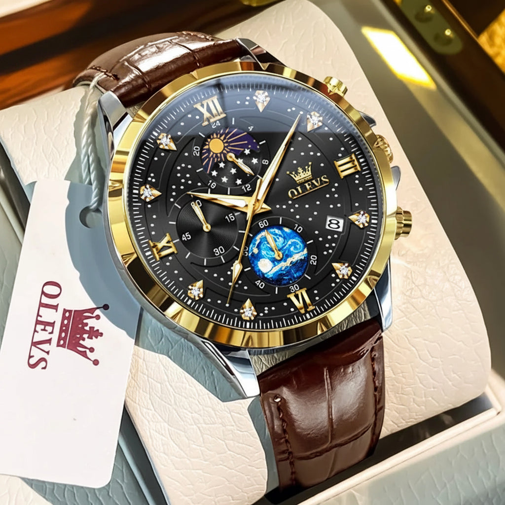 OLEVS 9807 Luminous Starry Sky Dial, Chronograph - OLEVS