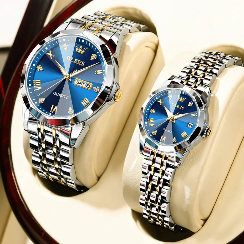 OLEVS 9931 Couple Watch Rhombus Mirror - OLEVS