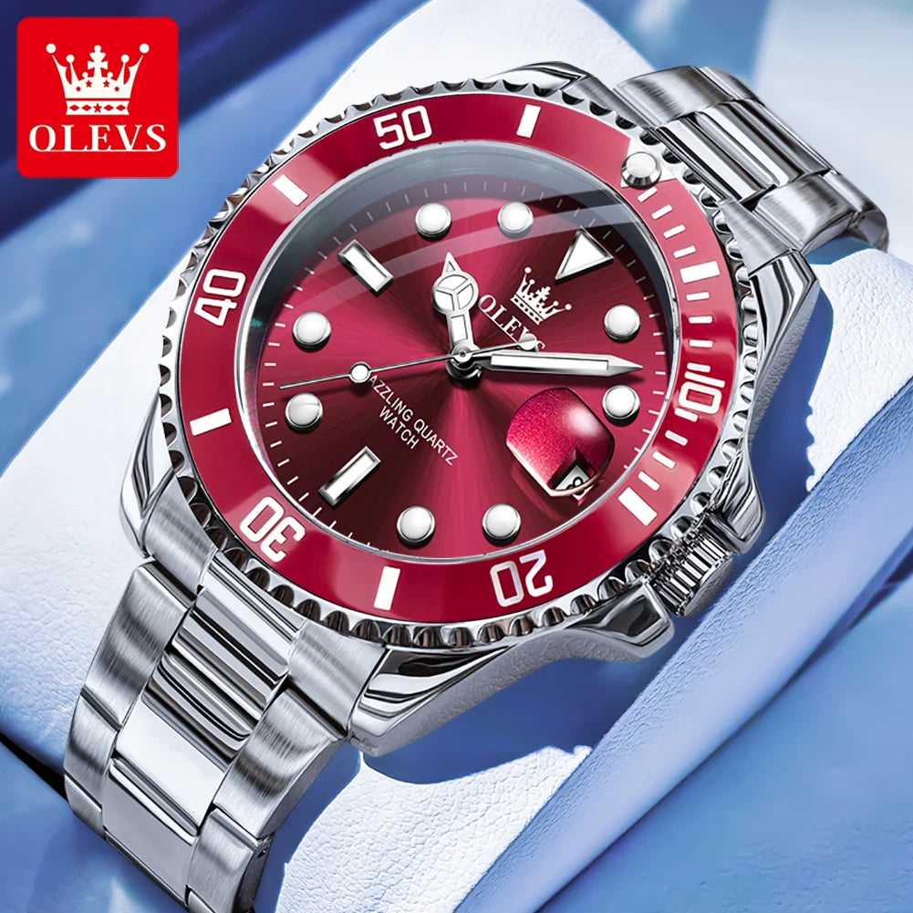 OLEVS 5885 Quartz Stainless Steel Divers Watch - OLEVS