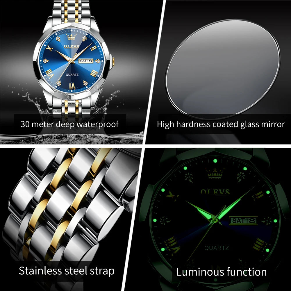OLEVS 9931 Rhombus Mirror Men's Quartz Watch - OLEVS