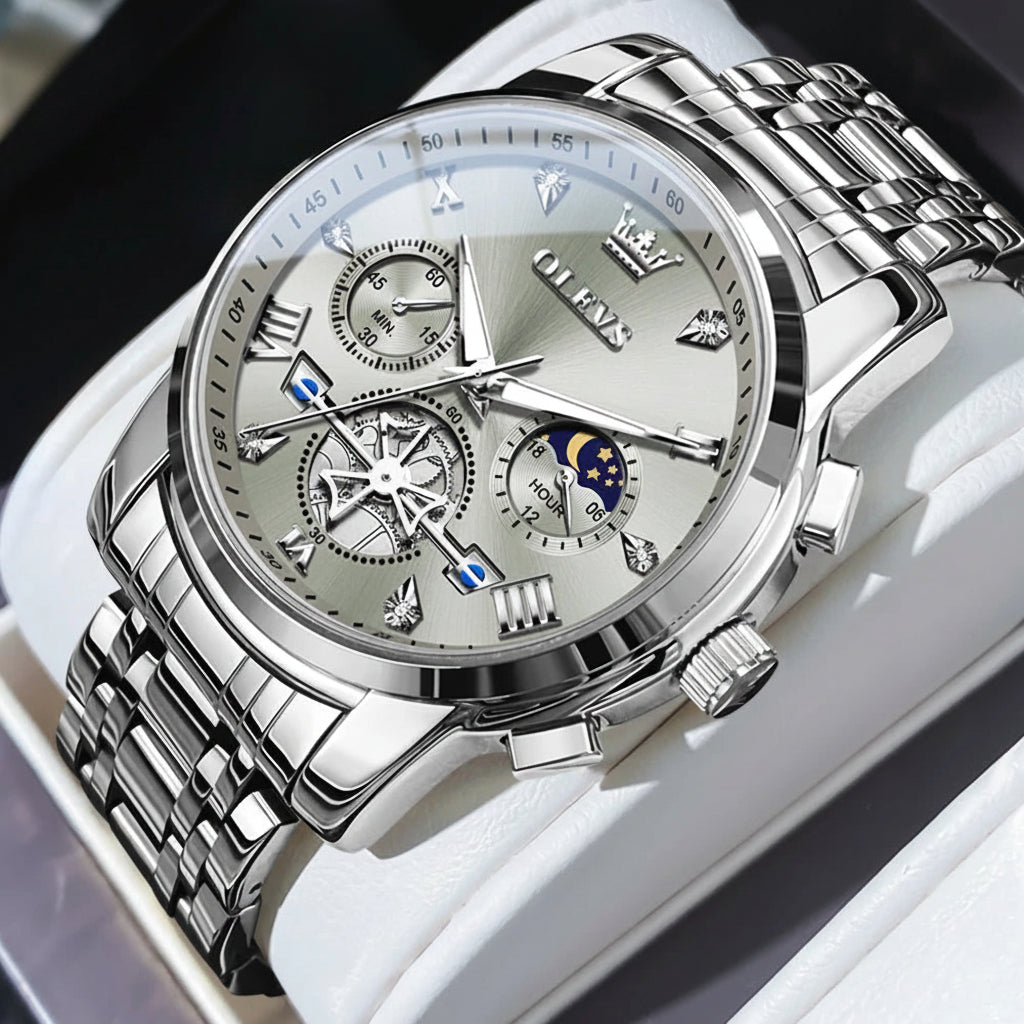 OLEVS 2856 Fitwheel, Chronograph Stainless Steel Watch - OLEVS