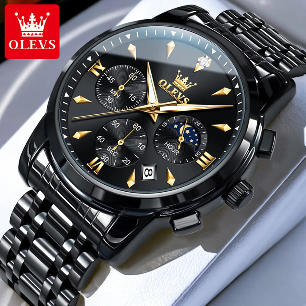 OLEVS 3639 Multifunctional Chronograph Watch, Luminous Moon Phase Watch - OLEVS