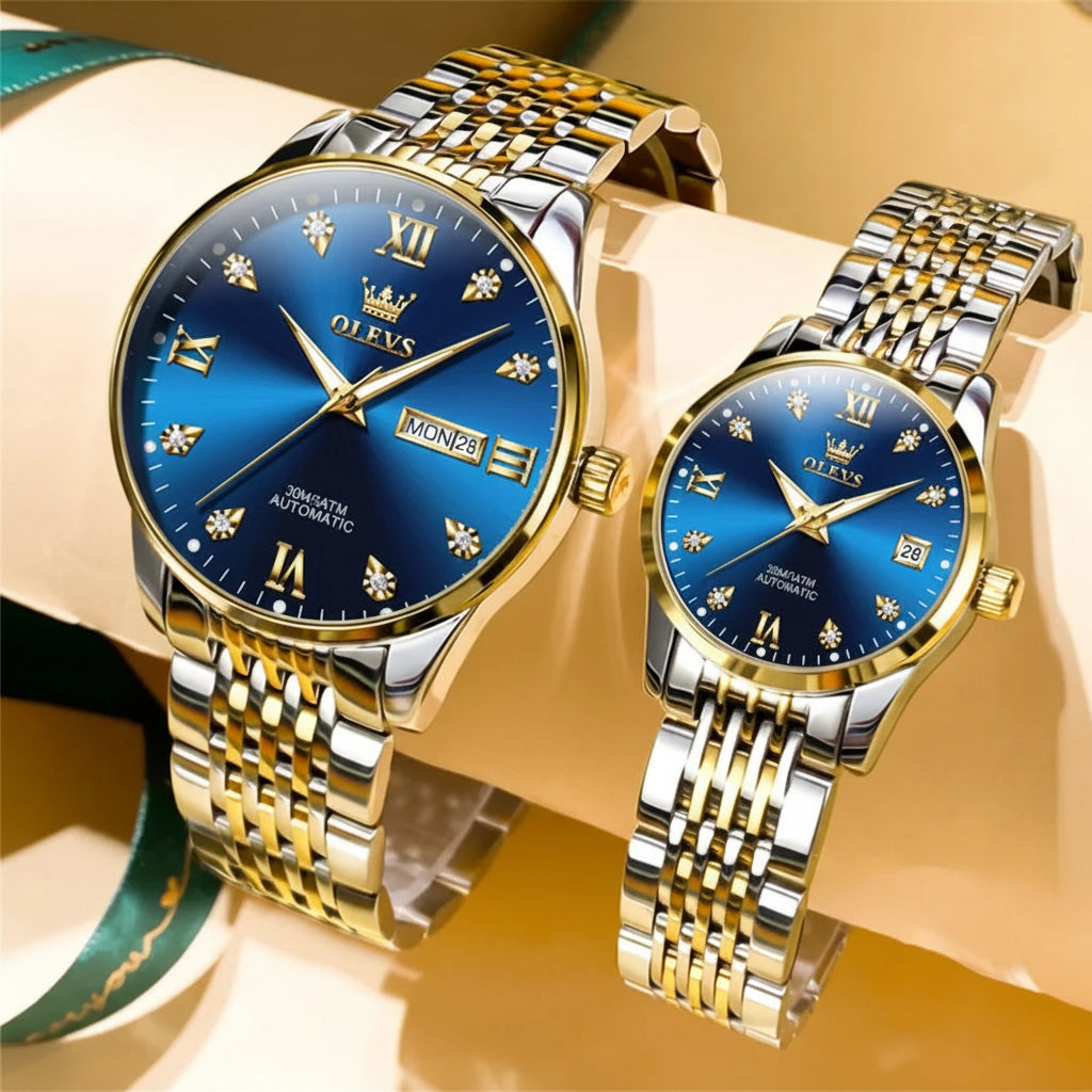 OLEVS 6673 Automatic Mechanical Couple Watch - OLEVS