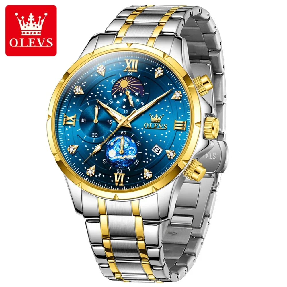 OLEVS 9807 Luminous Starry Sky Dial, Chronograph - OLEVS