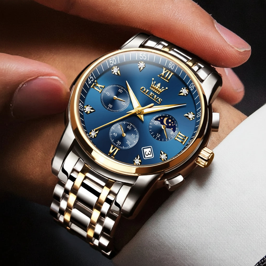 OLEVS 2858 Chronograph, Moonphase Watch - OLEVS