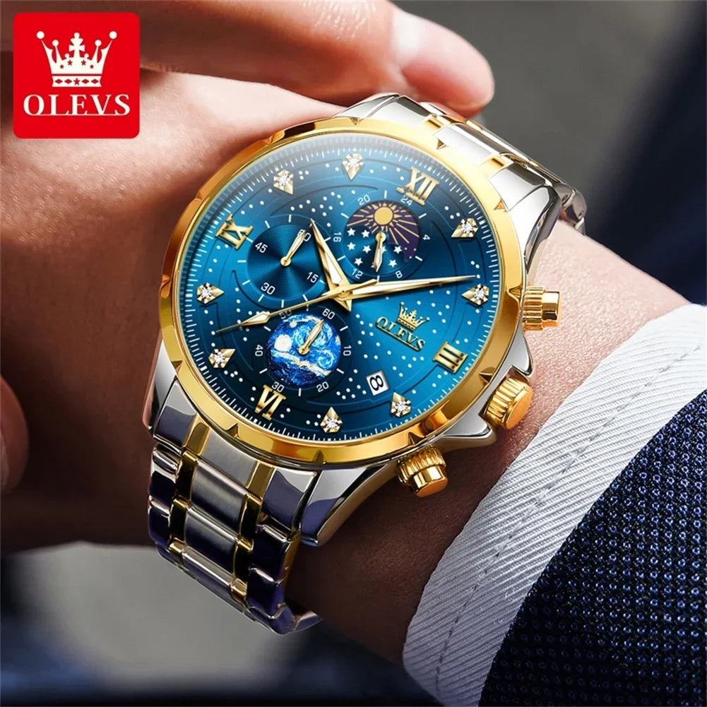 OLEVS 9807 Luminous Starry Sky Dial, Chronograph - OLEVS