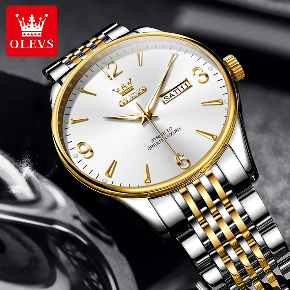 OLEVS 2928 Original Men's Watches Fashion Simple Auto Date Digital Dial Elegant Man Wristwatch Luxury Brand Quartz Watch for Men OLEVS Official Watch Store