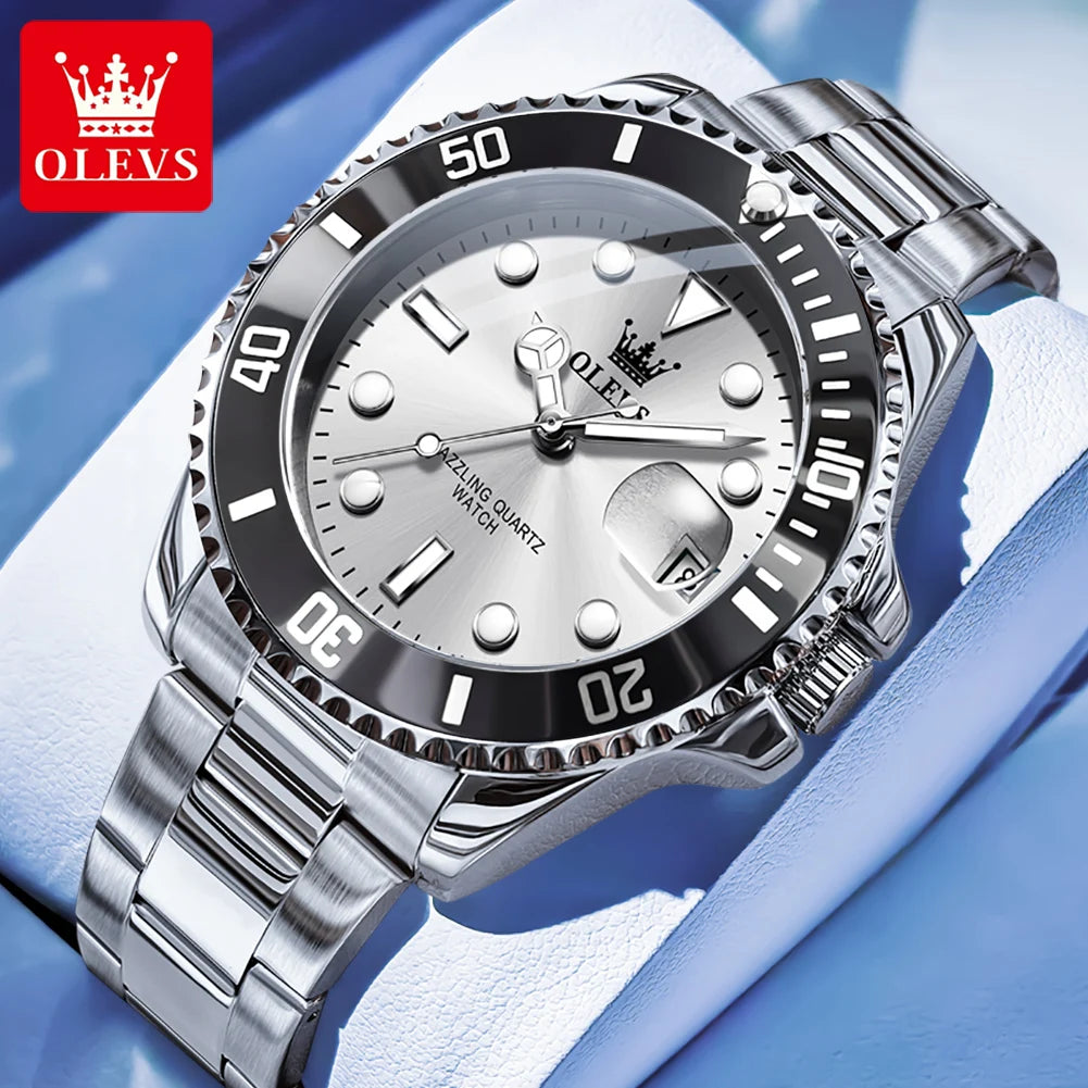 OLEVS 5885 Quartz Stainless Steel Divers Watch - OLEVS