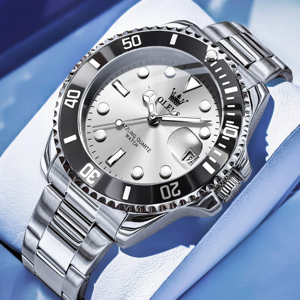 OLEVS 5885 Quartz Stainless Steel Divers Watch - OLEVS