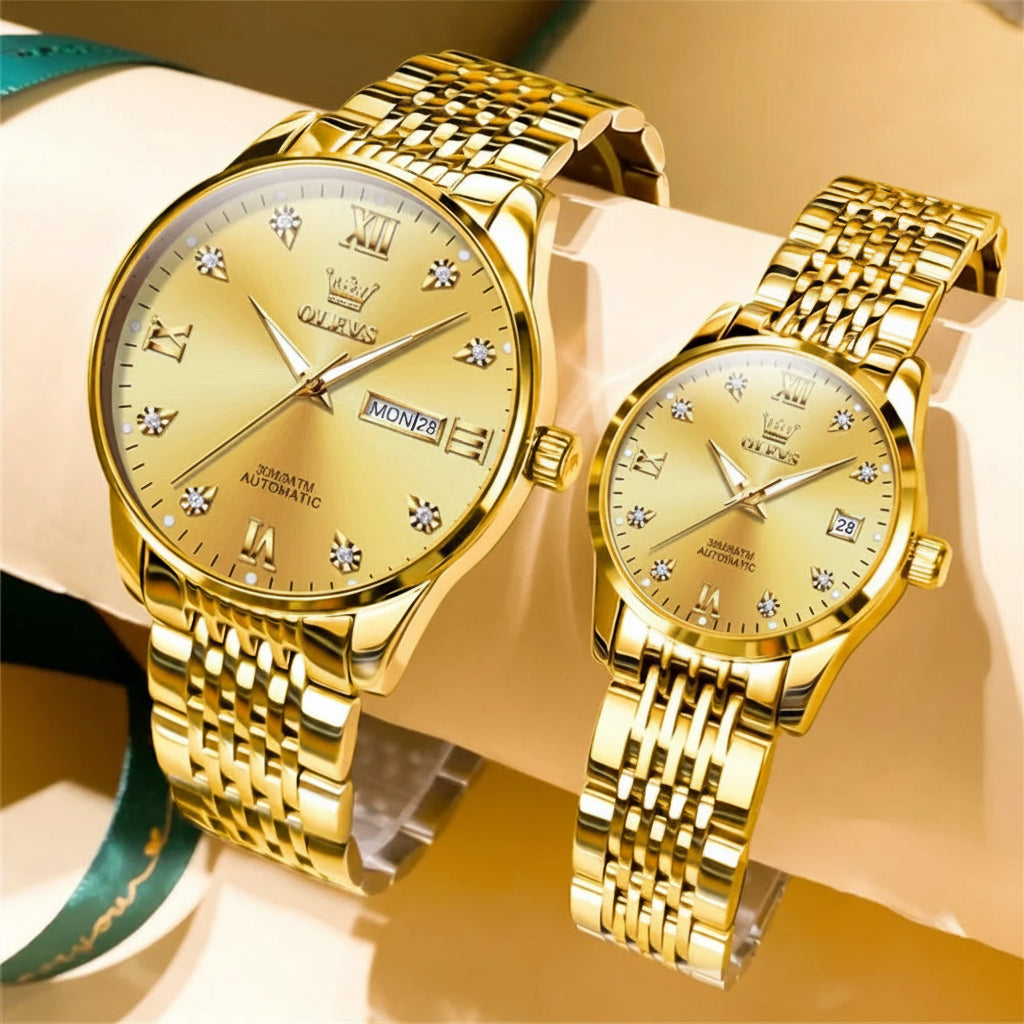 OLEVS 6673 Automatic Mechanical Couple Watch - OLEVS