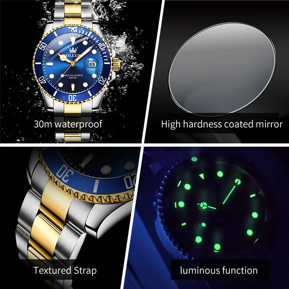 OLEVS 5885 Quartz Stainless Steel Divers Watch - OLEVS