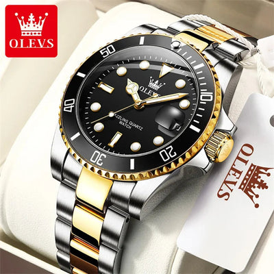 OLEVS Top Original Quartz Watch for Men Diving Series Stainles Steel Waterproof Man Watch Fashion Luxury Brand Men's Wristwatch OLEVS Official Watch Store