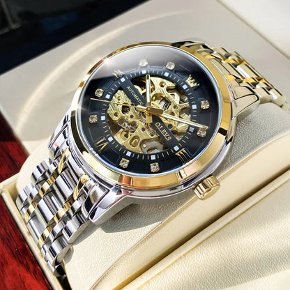 OLEVS 9901 Mens WatchLuxury Hollowing Mechanical Wristwatch Waterproof Luminous Stainless Steel Fashion Automatic Watch For Man OLEVS Official Watch Store