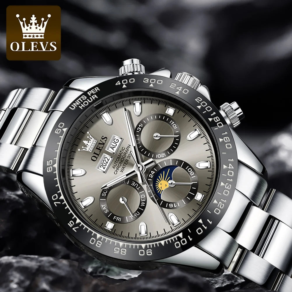 OLEVS 6654 Luxury Moon Phase Mechanical Watch - OLEVS