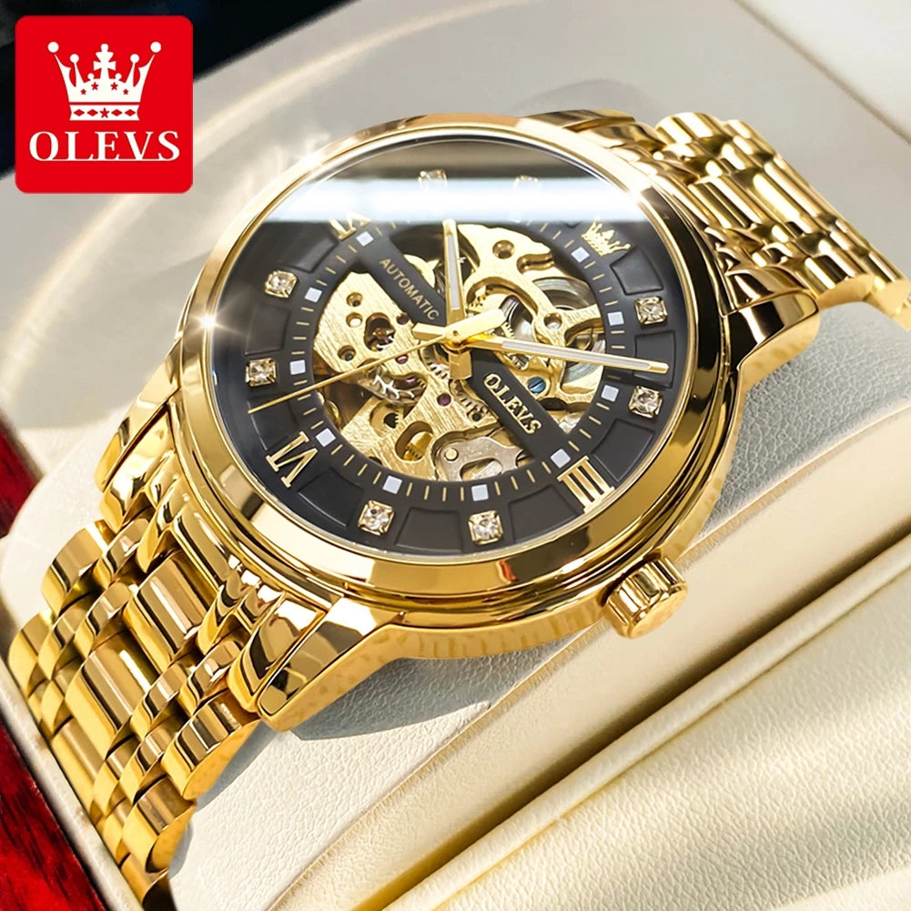 OLEVS 9901 Mens WatchLuxury Hollowing Mechanical Wristwatch Waterproof Luminous Stainless Steel Fashion Automatic Watch For Man OLEVS Official Watch Store