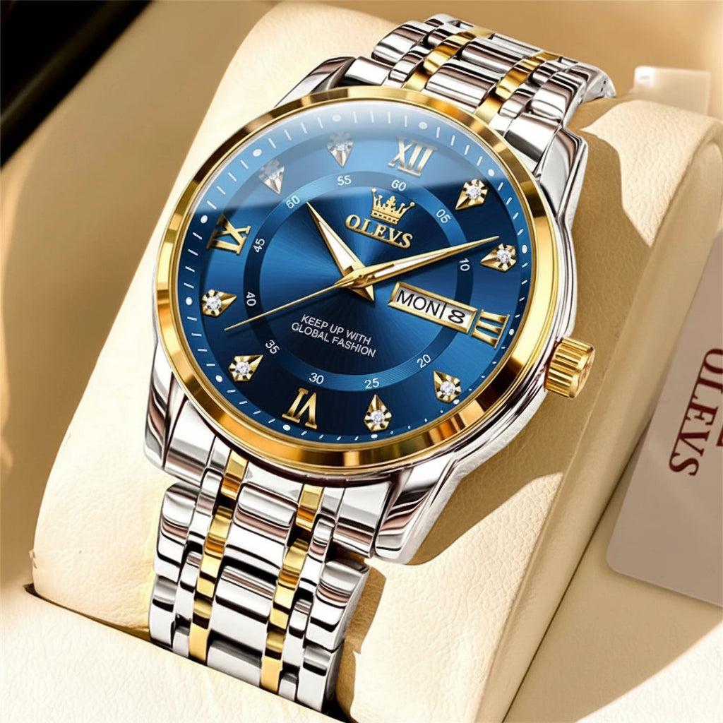 OELVS TY712 Casual Waterproof Stainless Steel Scratch-Resistant Quartz Watch - OLEVS