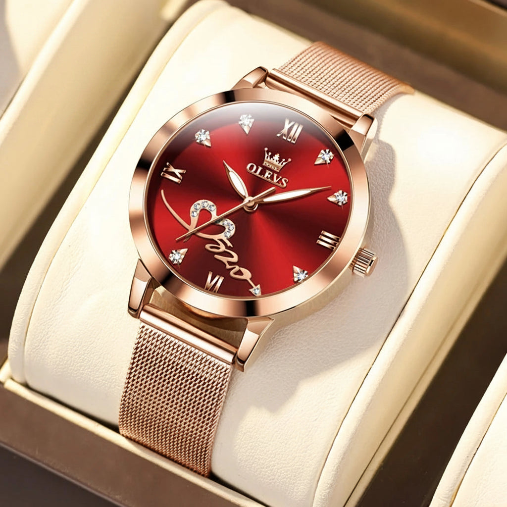 OLEVS 5530 Luxury Love Heart Diamond Ladies Watch - OLEVS