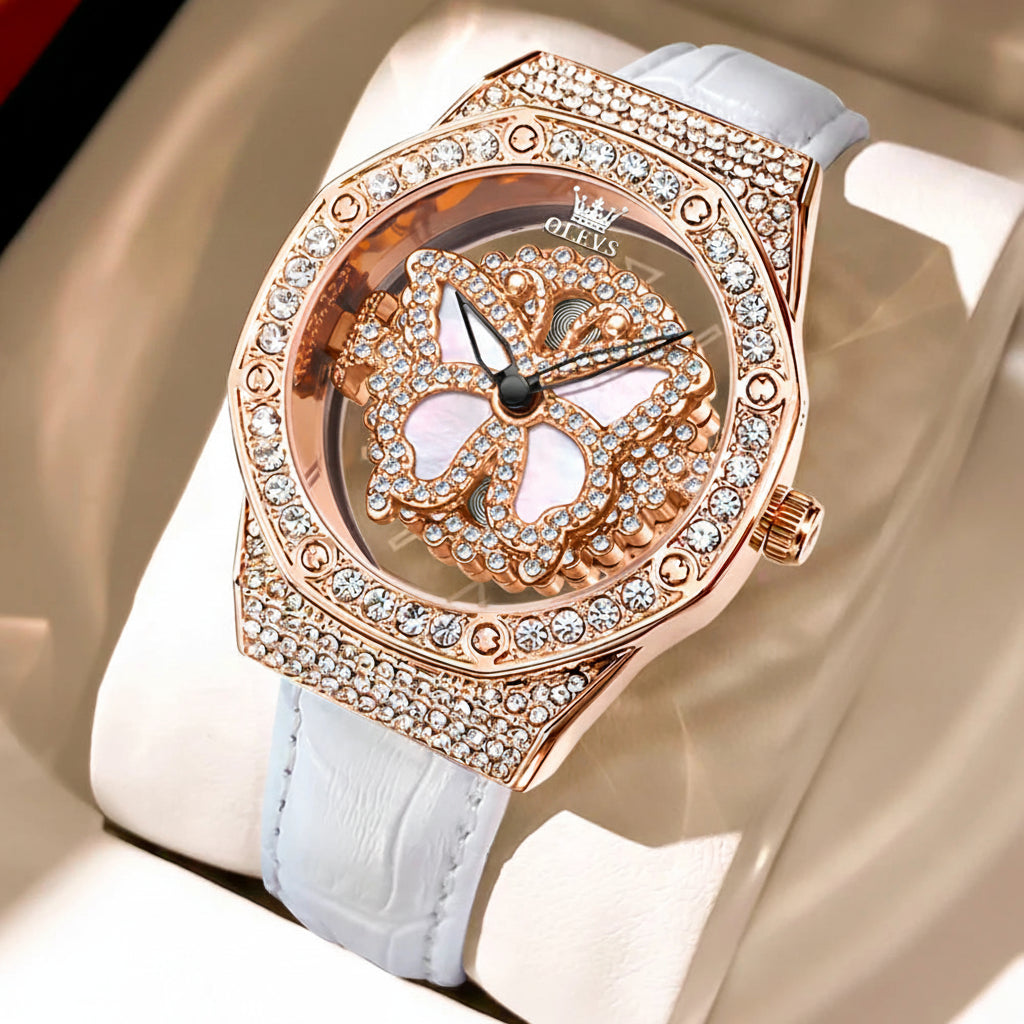 OLEVS 9996 Butterfly Luxury Quartz Watch For Women - OLEVS