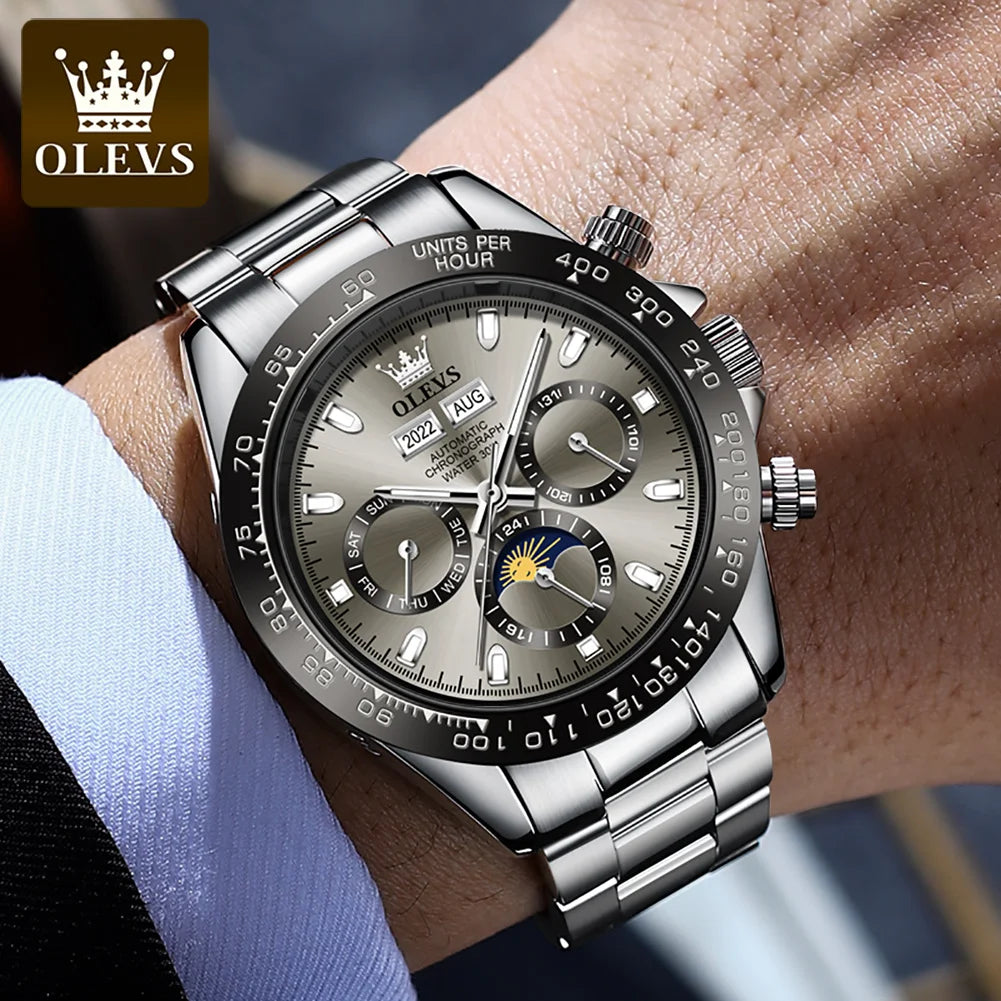 OLEVS 6654 Luxury Moon Phase Mechanical Watch - OLEVS