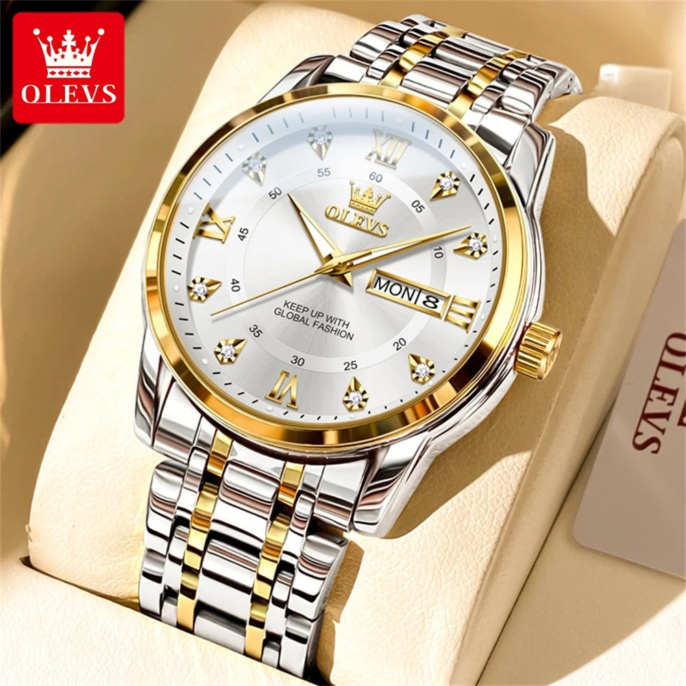 OELVS TY712 Casual Waterproof Stainless Steel Scratch-Resistant Quartz Watch - OLEVS