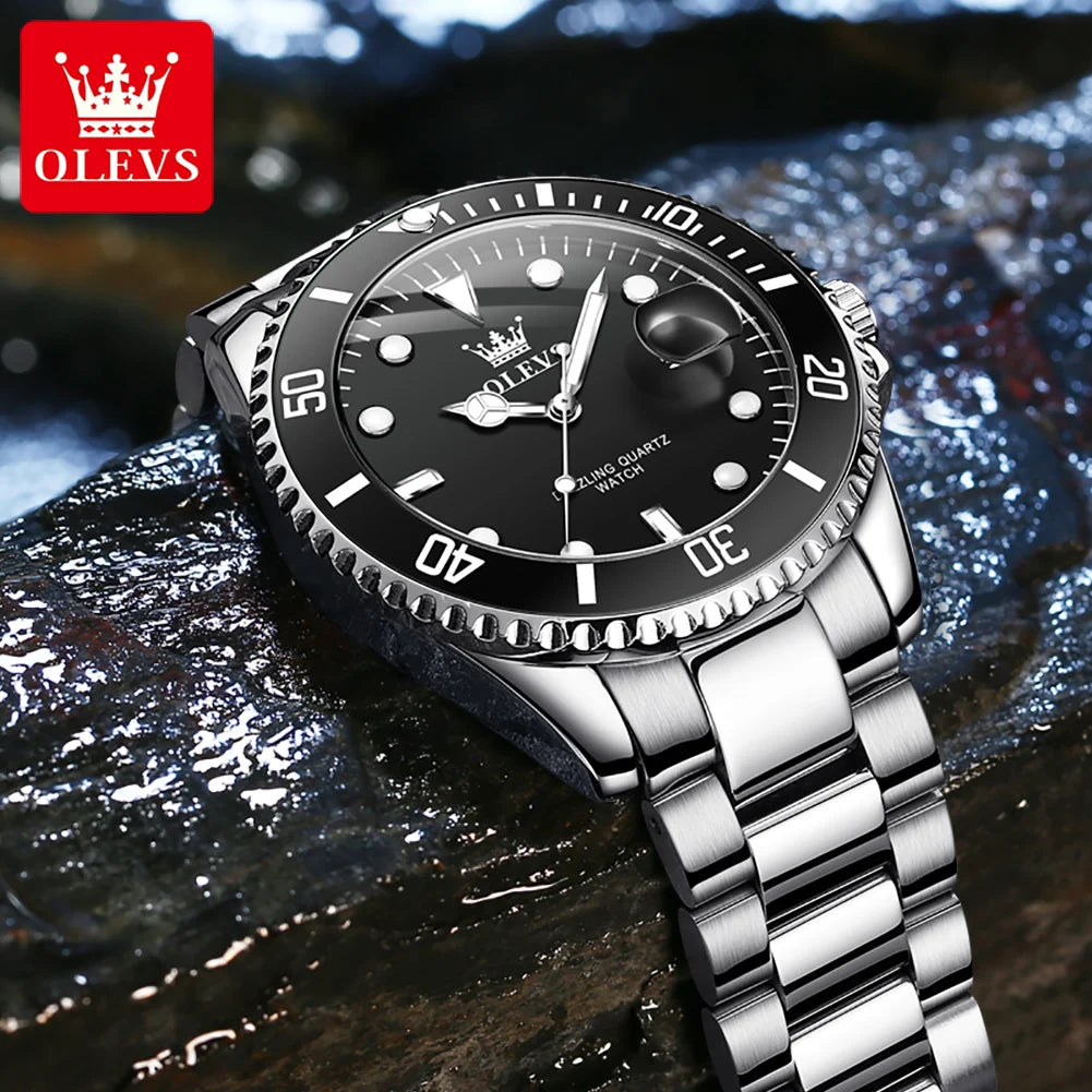 OLEVS 5885 Quartz Stainless Steel Divers Watch - OLEVS