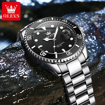 OLEVS 5885 Quartz Stainless Steel Divers Watch - OLEVS