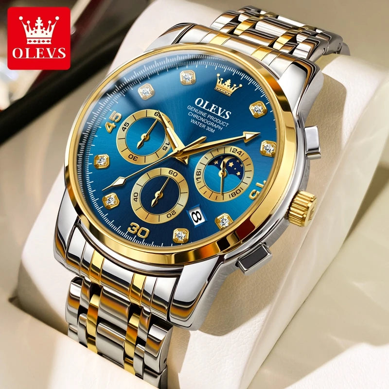 OLEVS 2889 Moon Phase Chronograph Luxury Watch - OLEVS