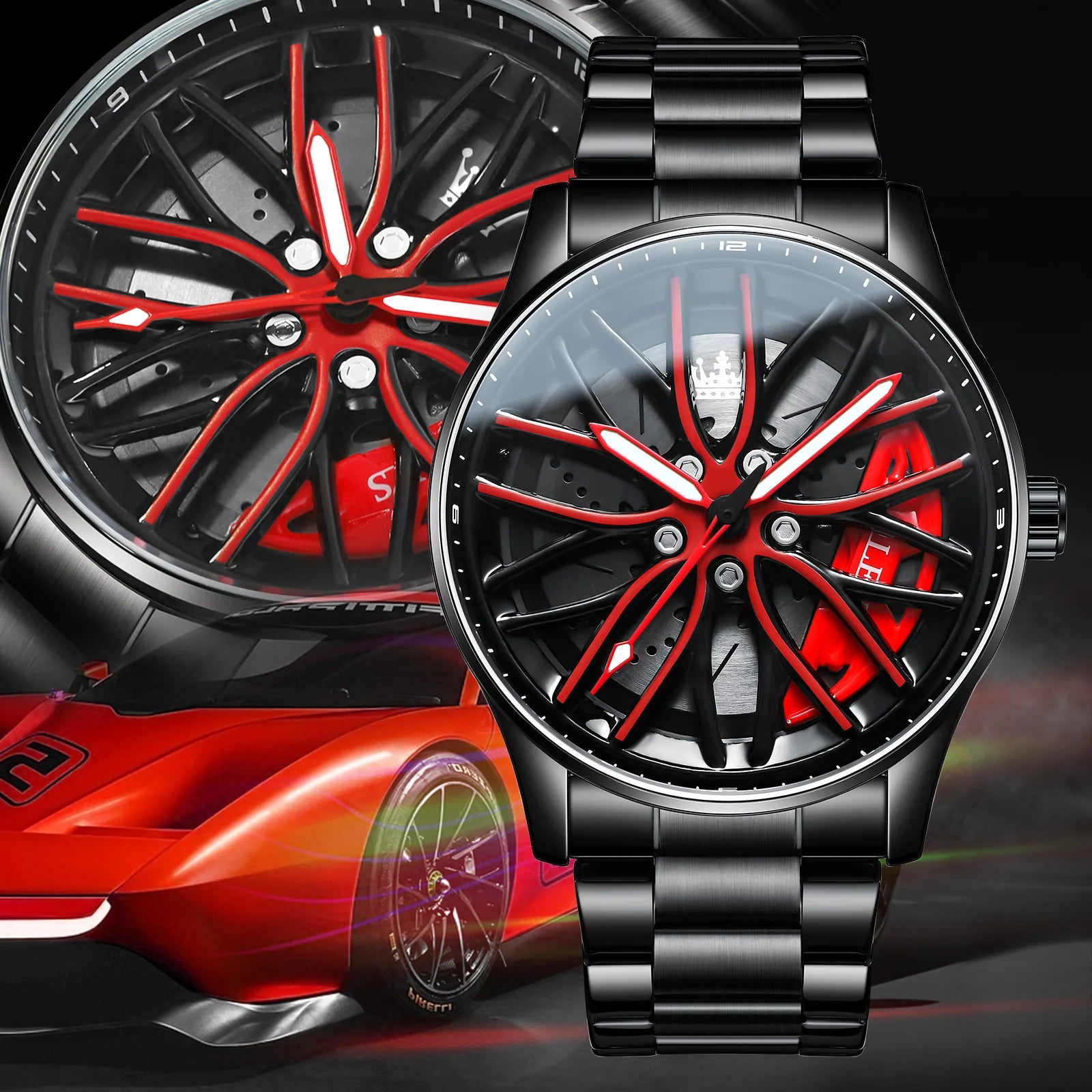 OLEVS 9937Wheel Sport Car Rim Man Watch High Quartz Watch - OLEVS