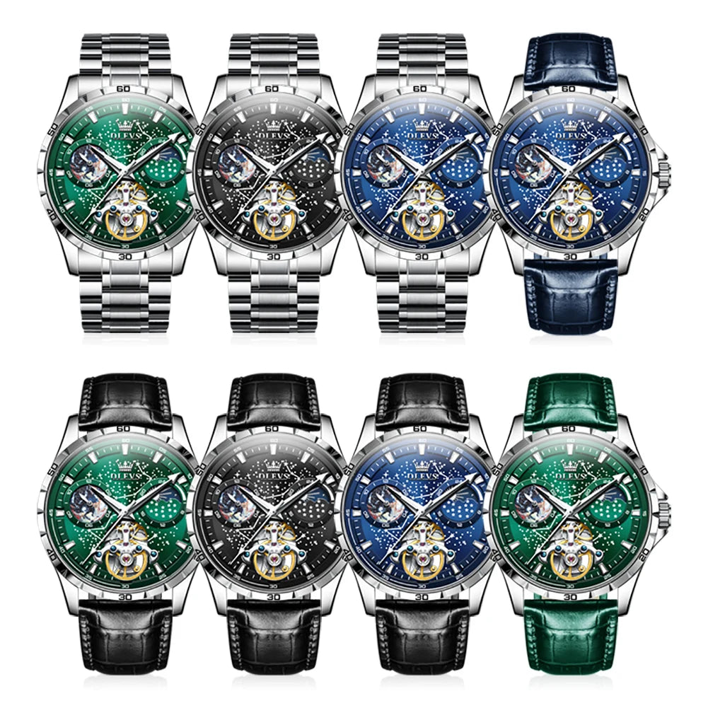 OLEVS 6689 Fully Automatic Watch Moon Phase Starry Disk - OLEVS