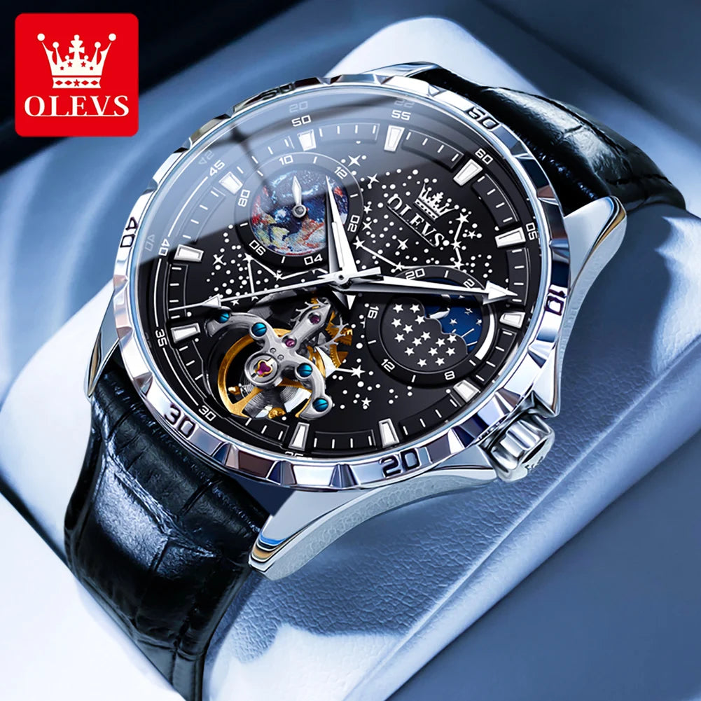 OLEVS 6689 Fully Automatic Watch Moon Phase Starry Disk - OLEVS