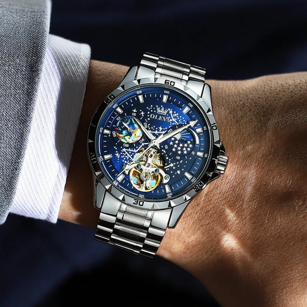 OLEVS 6689 Fully Automatic Watch Moon Phase Starry Disk - OLEVS