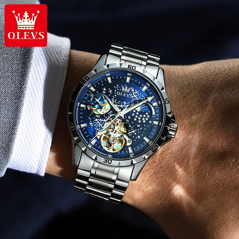 OLEVS 6689 Fully Automatic Watch Moon Phase Starry Disk - OLEVS