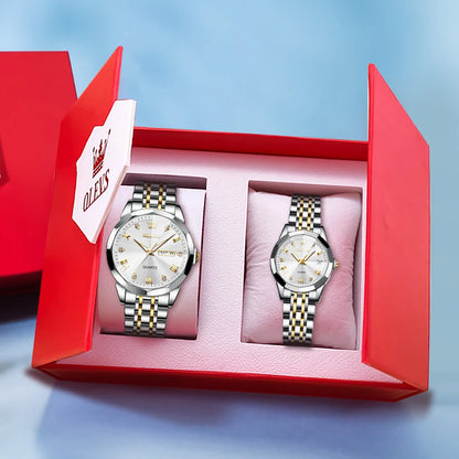 OLEVS 9931 Couple Watch Rhombus Mirror - OLEVS