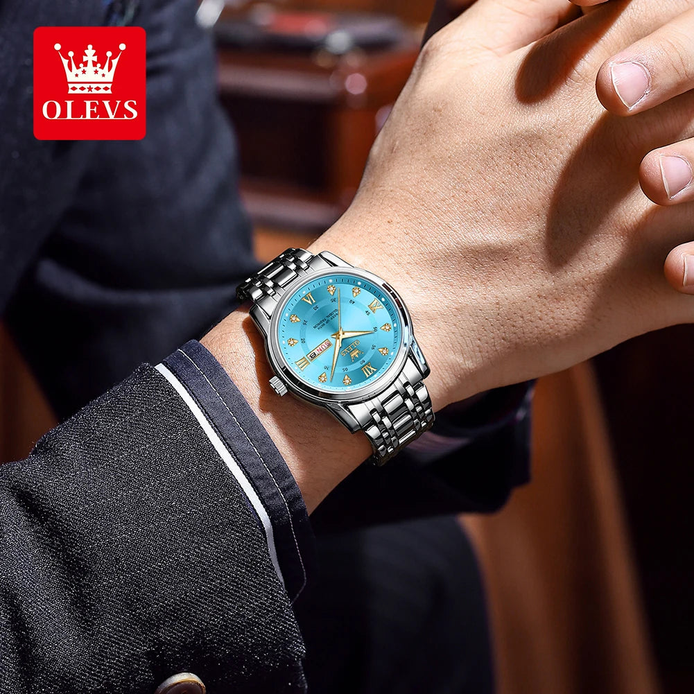 OELVS TY712 Casual Waterproof Stainless Steel Scratch-Resistant Quartz Watch - OLEVS
