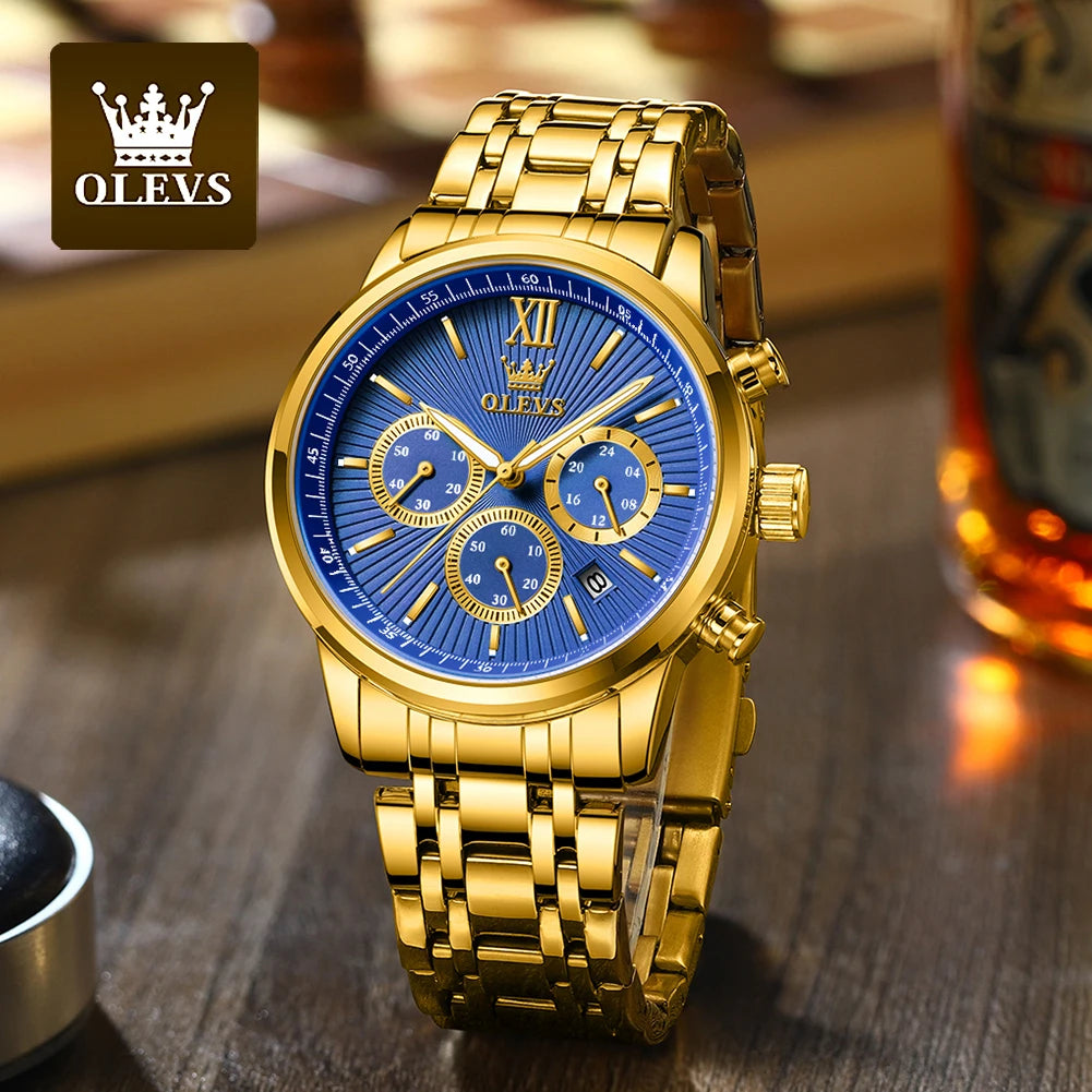 OLEVS TY709 Stainless Steel Chronograph Calendar Luxury Quartz Watch - OLEVS