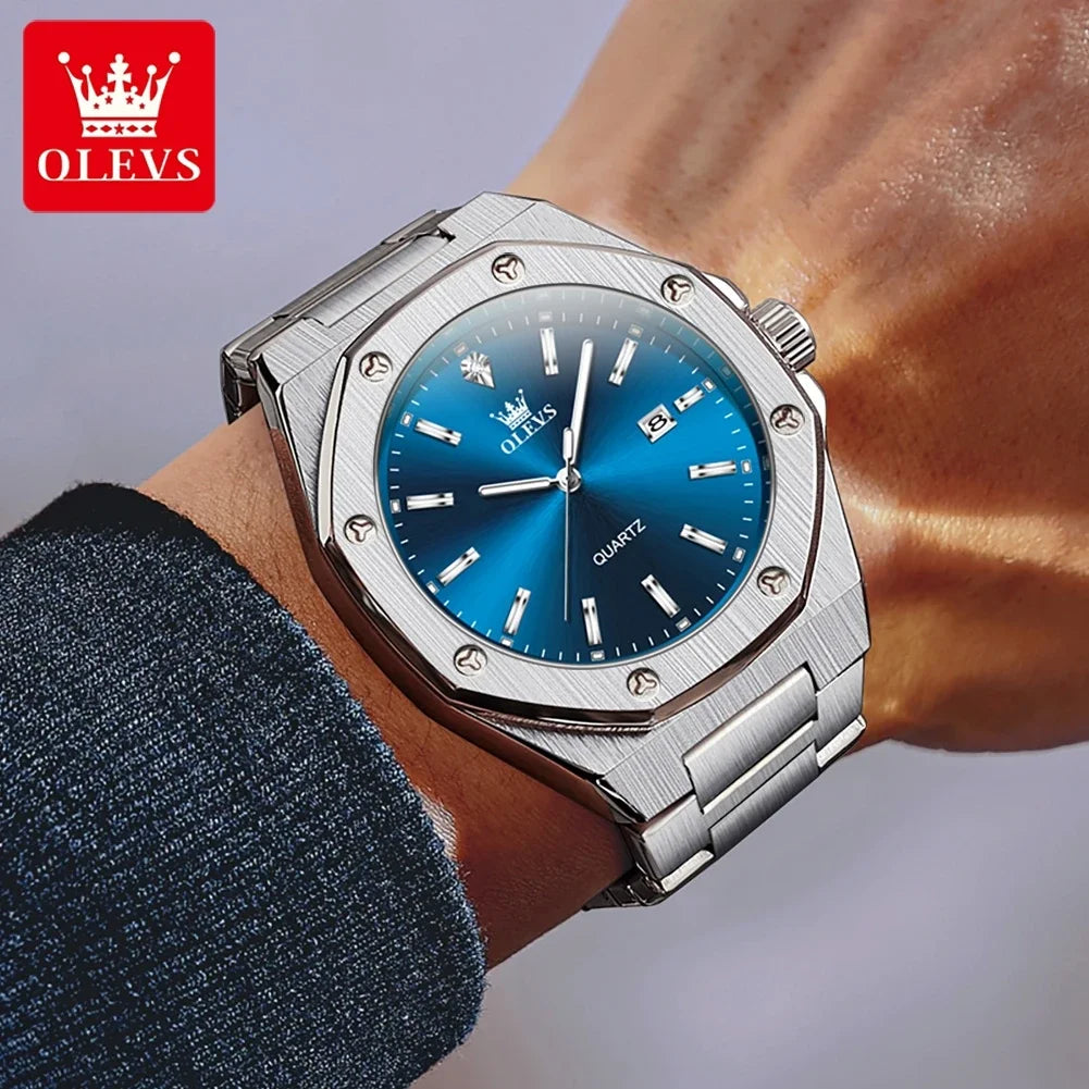 OLEVS 3613 Luminous Gold Stainless Steel Date Hombre Quartz Watch - OLEVS